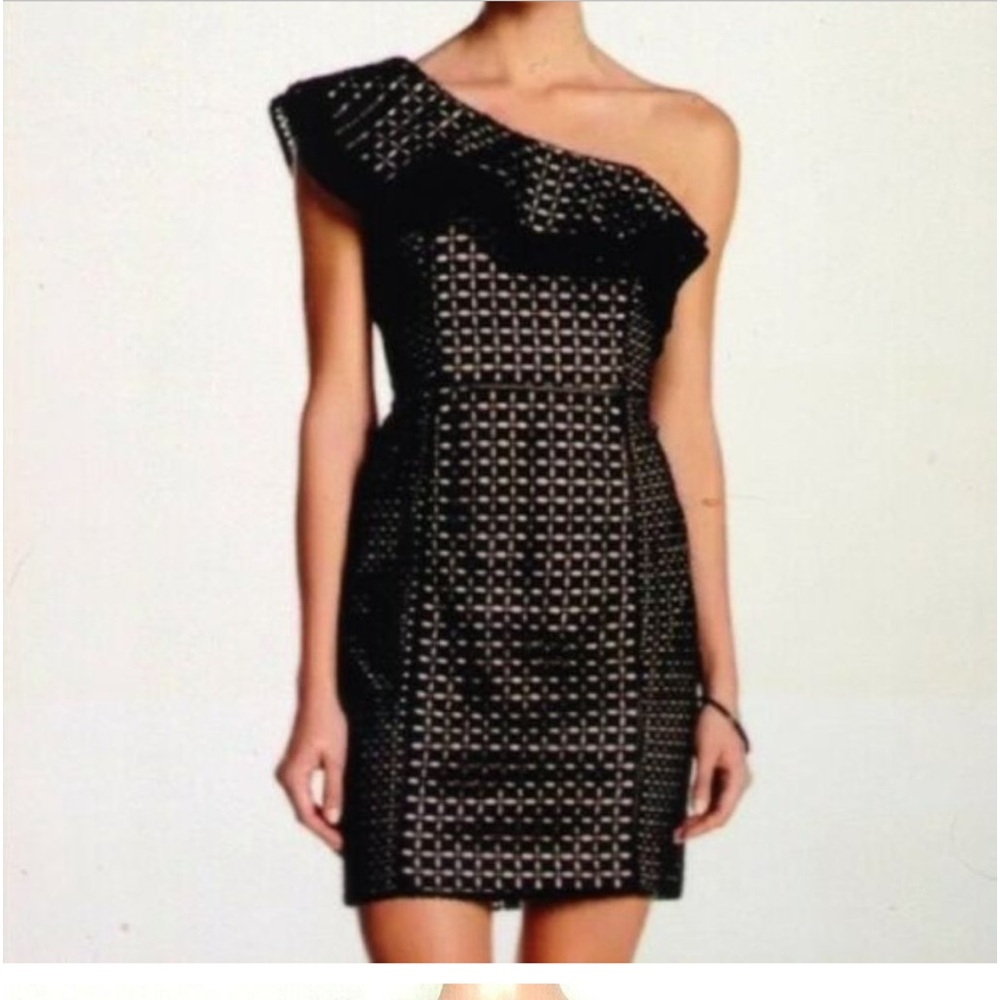 J Crew One Shoulder Eyelet Dress  Ruffle Neckline